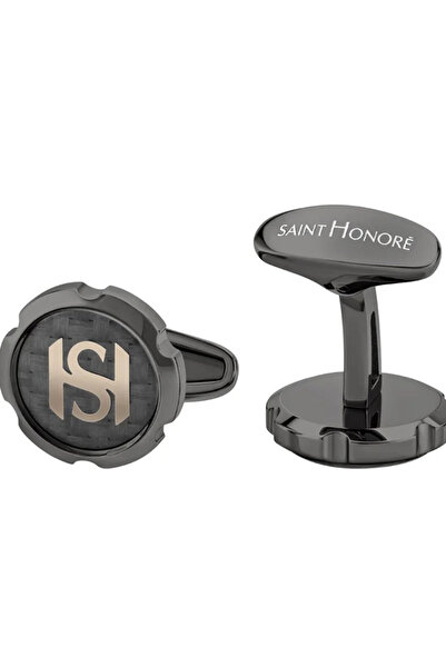 Saint Honore Paris Black Cufflink with Rose Gold Logo for Men's