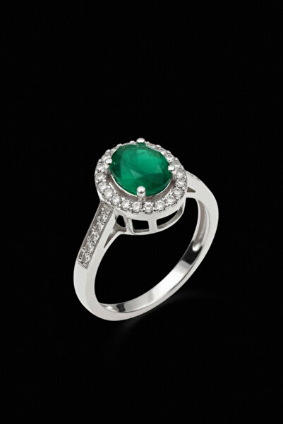 OSMANLI GÜMÜŞ Kadın Gümüş Yüzük - Yuvarlak Yeşil Aventurin Taşlı Kadın Gümüş ...