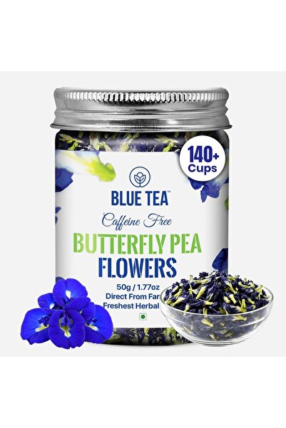 BLUE TEA Butterfly Pea Flower Tea, Natural Colorant, Caffeine-Free, 50g, Non-GMO