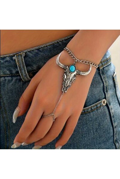 donna e milano Donna Vintage Boho Style Turquoise Detailed Western Cowboy Fin...