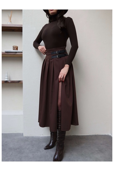 ESRAHELVACI Belt Detailed Flared Skirt