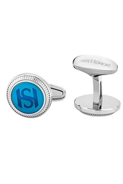 Saint Honore Paris Silver and Blue Cufflink for Men