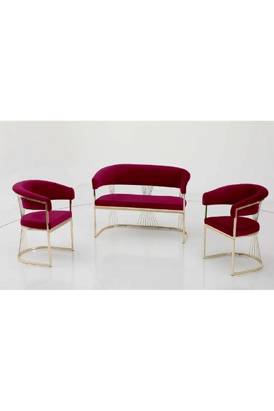 Casafun Set 2, Master, catifea, picioare si spate metal auriu, pentru living, cafenea, restorant, terase,bar