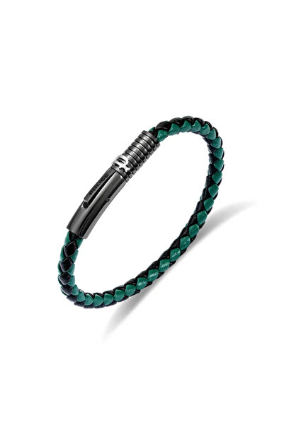 Police Modish Green & Black Leather Straps Bracelet for Men