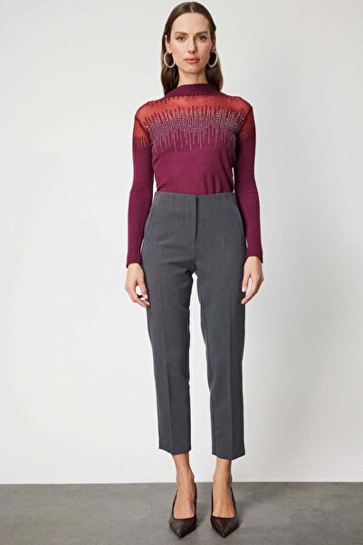 Mi Pret a Porter Mi Yüksek Bel Fermuarlı Boru Paça Pantolon