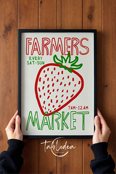 tablodea Poster înrămat cu decor de bucătărie cu model de căpșuni în stil art...