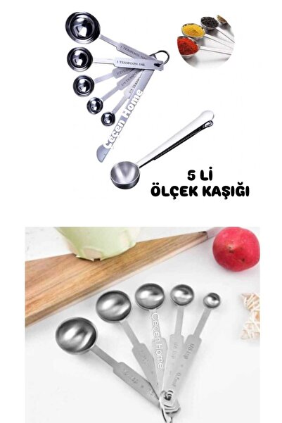 ÇEÇEN HOME Ölçü Kaşığı Seti 5'li Çelik Ölçüm Kaşığı (1/8 0,5 ml; 1/4 (1,25 ml...