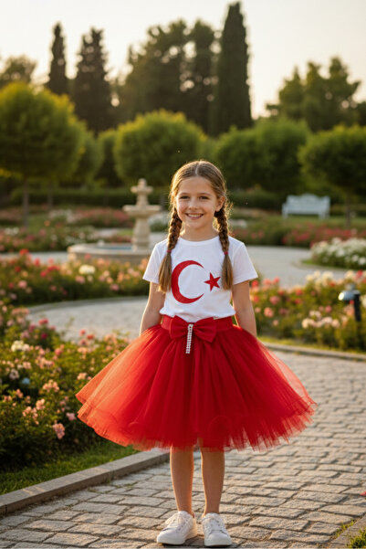 Parti Selesi Kız Çocuk Bayrak Baskılı T-Shirt 23 Nisan 29 Ekim 19 Mayıs Doğum...