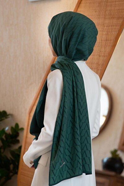 Vissona LÜKS MEDİNE İPEĞİ DEGRADELİ MONOGRAM DESENLİ PETROL YEŞİLİ RENKLİ 75X...