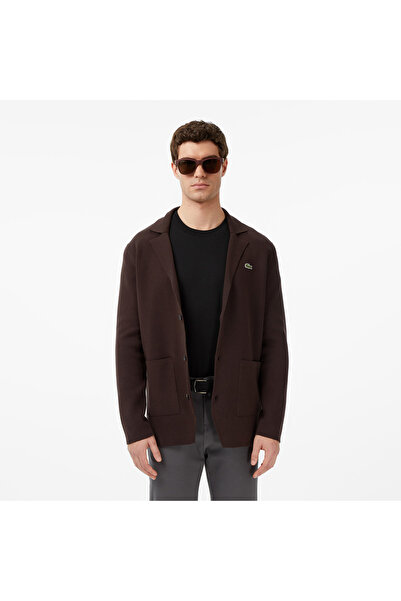Lacoste Erkek Classic Fit V Yaka Kahverengi Hırka