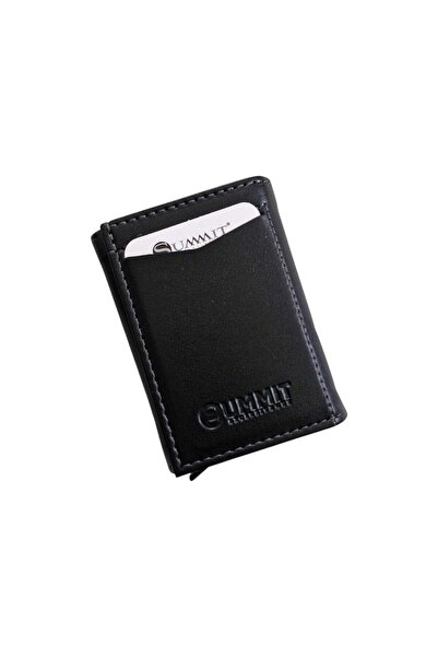 Summit Siyah Nova Deri Alüminyum Mekanizmalı Otomatik Kartlık Ve Kağıt Para B...