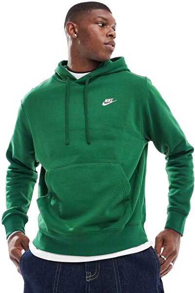 Nike Sportswear Hoodie Fleece Unisex Green Fleece-Lined Hooded Sweatshirt Dar...