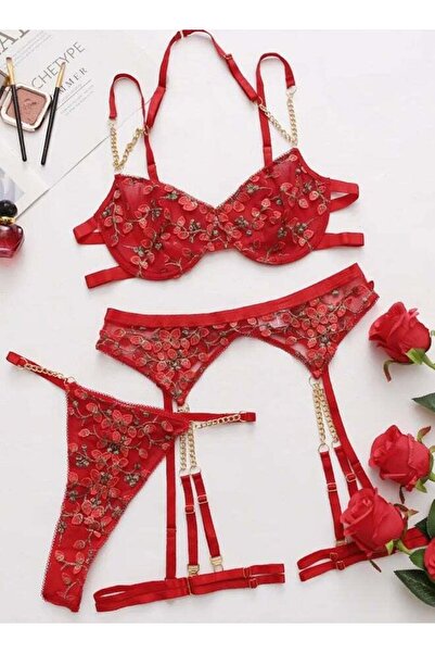 Margoun Women's Sexy Mesh Brassier Floral Ladies Seductive Lingerie Set