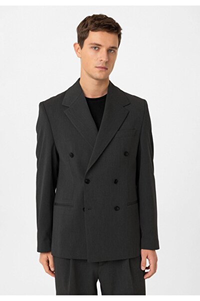 Antioch Anthracite Relax Fit Double-Breasted Men's Blazer Jacket