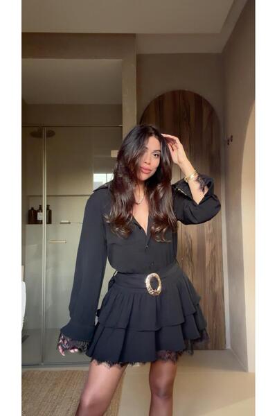 Buket Teke Black Lace Double Layer Premium Dress