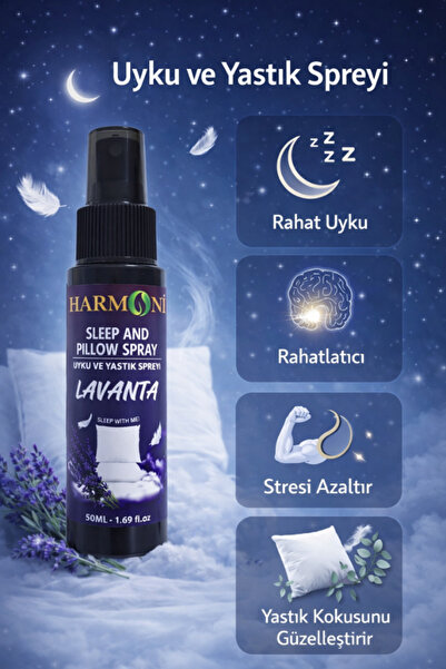 HARMONİ Uyku ve Yastık Spreyi Lavanta, Rahatlatıcı Uyku ve Dinlenme Spreyi 50ML