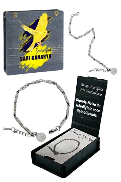 Fenerbahçe Striped Steel Bracelet with Uv Box Gift