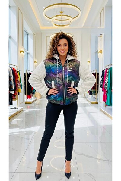 RED WOMAN FASHİON Plush Sleeves Coat