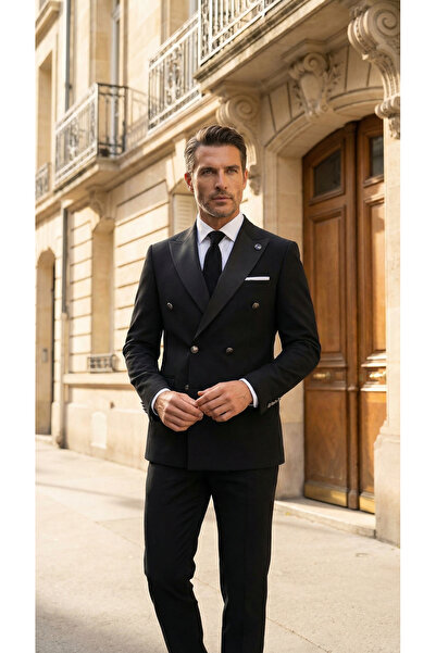 THE ROBUS Men's Lycra Double Breasted Suit