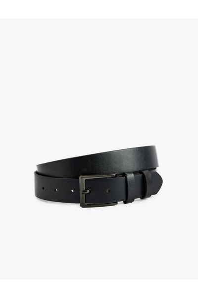 Koton Faux Leather Belt with Rectangular Buckle