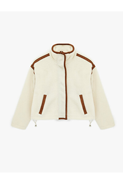 Koton Mock Neck Pocket Detailed Zippered Oversized Plush Jacket