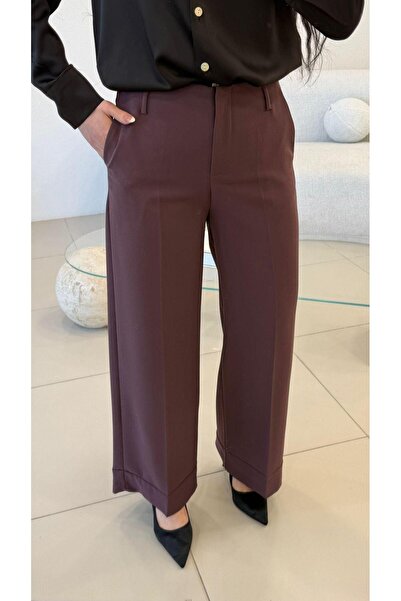 Şulenin Butiği DUBLE PAÇA KUMAŞ PANTOLON MÜRDÜM