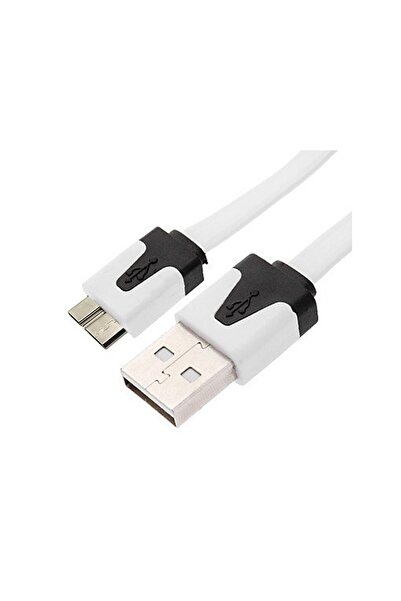 Vigor Micro Usb 3.0 Yassı Hdd Kablo Harddisk Data Kablosu Beyaz 1 Metre
