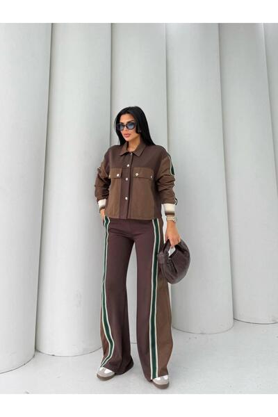 Bak'ap Premium Design Striped Detail Jacket-Pants 2-Piece Tracksuit Set