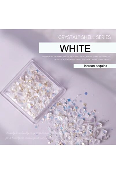 Pink Nails Amestec de sclipici pentru unghii, alb cu scoici de mare