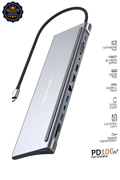 Sarftech مُضاعِف إشارة معدني 12 في 1 من نوع USB-C |   2x 4K HDMI، 100 واط PD،...