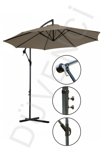 Düvenci Koyu Krem, Bahçe Şemsiyesi Makaralı 300cm, 8 telli