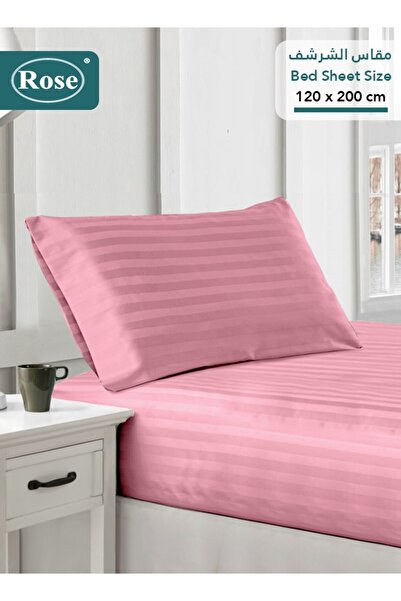 Rose Hotel Stripe Fitted Sheet & Pillowcase(s) Set, Premium Microfiber, Singl...