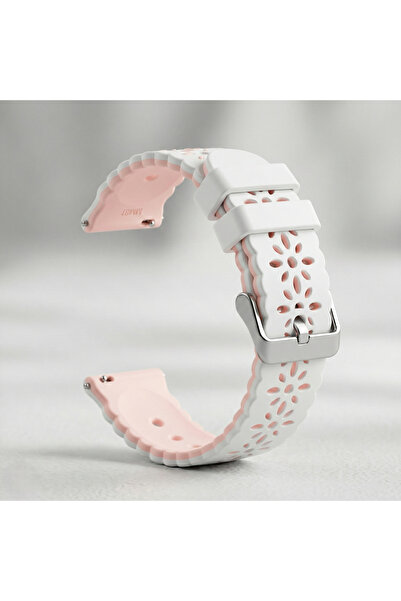 bbtech حزام سيليكون مزدوج اللون بنمط الزهور 18 مم متوافق مع الساعات الذكية ال...