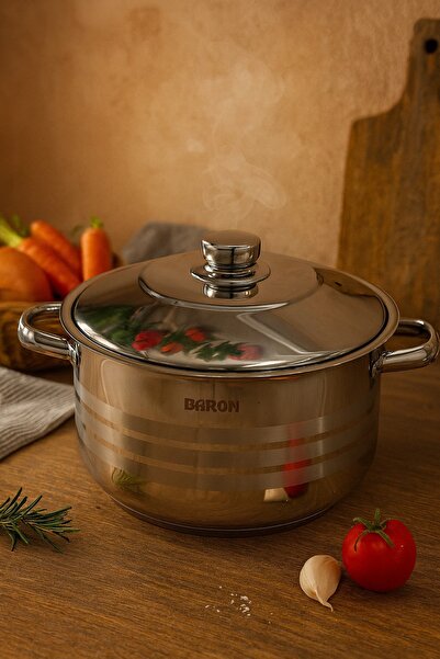Rivorn Baron Büyük Aşiret Boy Paslanmaz Çelik Tencere | Derin Çelik Yemek Ten...