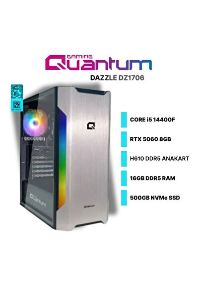 Quantum Gaming Dazzle DZ1706 i5-14400F 16GB DDR5 500GB NVMe RTX 5060 8GB Free...