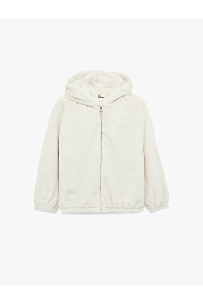 Koton Hooded Faux Fur Coat with Zipper