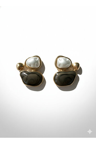 TAKIVİBE Çelik Siyah Pearl Küpe