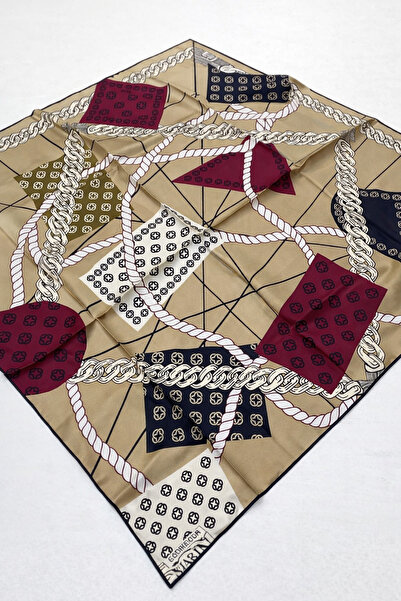 Aker Eșarfă din mătase Tivil IST 8490713 Model frânghie verde ulei