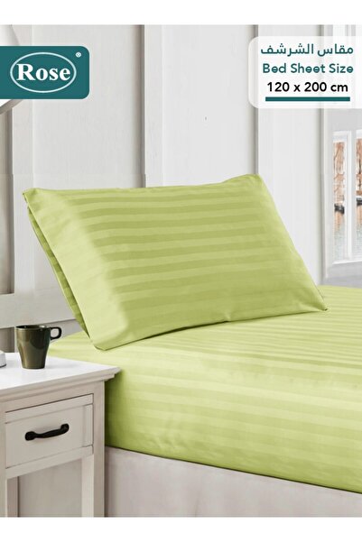 Rose Hotel Stripe Fitted Sheet & Pillowcase(s) Set, Premium Microfiber, Singl...