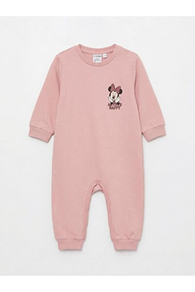 LC Waikiki Lcw Baby Pink Crew Neck Minnie Mouse Printed Baby Girl Romper