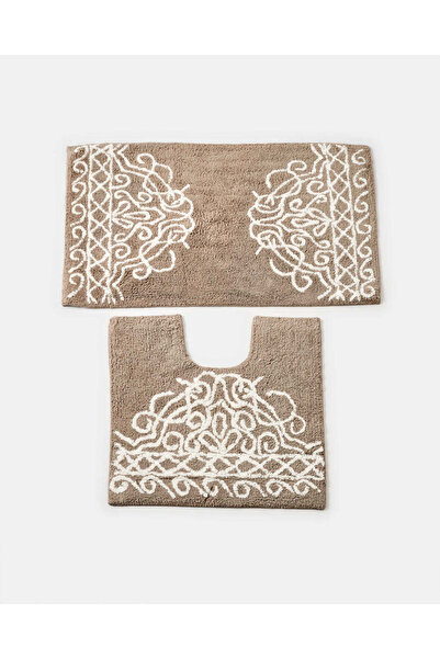 REDTAG Beige Textured Classic Bathmat (2 Piece)