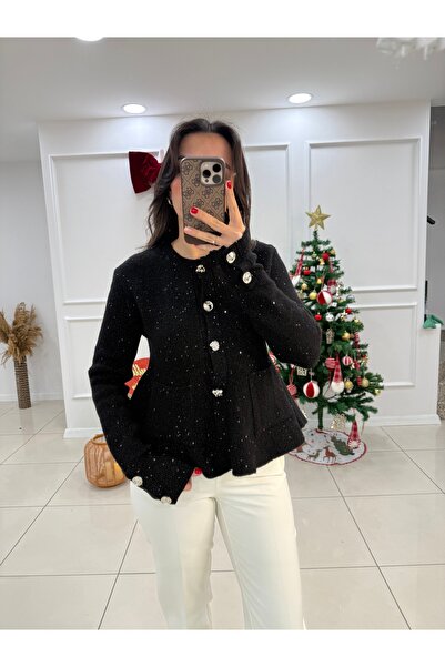 Butik Peplum Pırıltılı Hırka