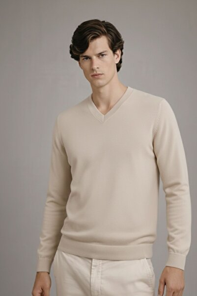 COMBİNE MİCHAİL Pulover tricotat pentru bărbați, de iarnă, largi, crem, cu de...