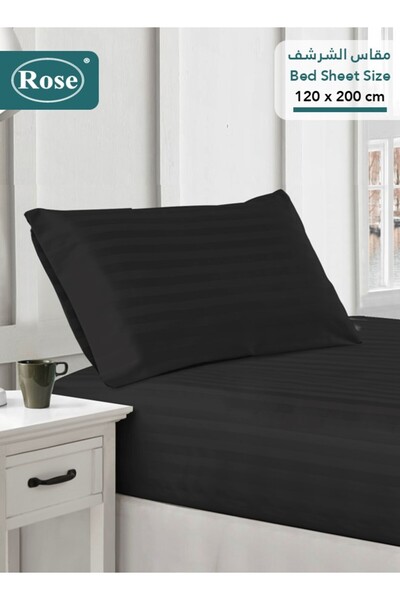 Rose Hotel Stripe Fitted Sheet & Pillowcase(s) Set, Premium Microfiber, Singl...
