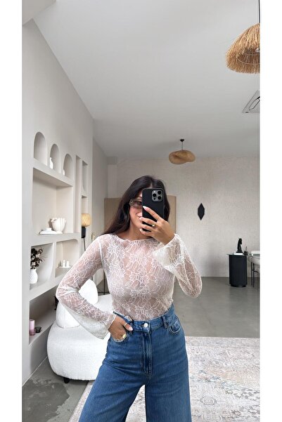 Buket Teke Ecru Lace Blouse