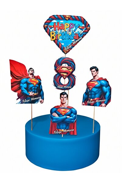telaşe memuru Superman cake topper - superman birthday decoration - 8th birth...