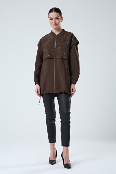 Jupe Kadın Taş Detaylı Kısa Kap 9293