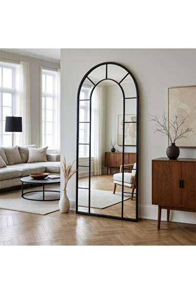 VALUE Large wall mirror 180x80 cm with a black metal frame | Modern window-sh...