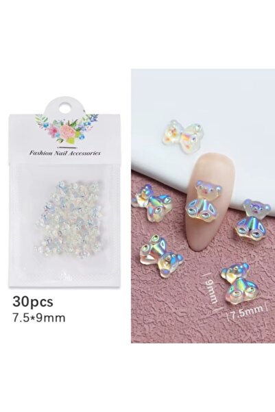 Pink Nails 3D Bear Nail Art Set Ice White