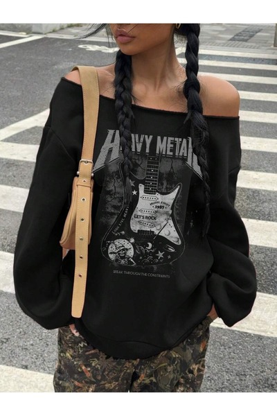 OVER HEAD Ženska majica sa dubokim izrezom Štampano Heavy Metal Oversize kroj